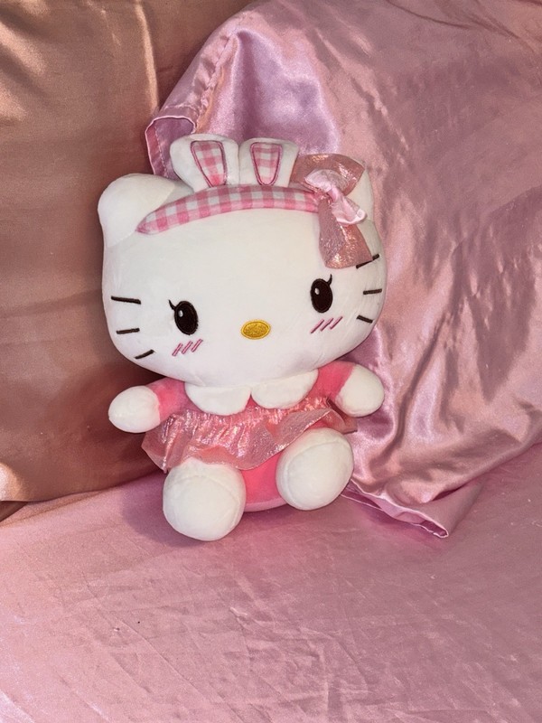 Sanrio Hello Kitty Plush Stuffed Cat Doll White Pink With Clothes & Bow