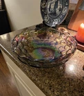 Vintage Federal Carnival Glass Yorktown Colonial Sundown Iridescent Bowl 9-3/8"