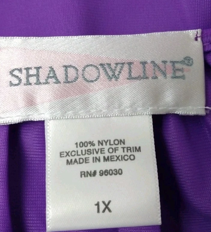 Vestido bordado manga corta de nailon púrpura talla 1X Shadowline nuevo con etiquetas para mujer Foto 4 de 4