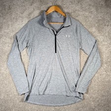 Under Armour HeatGear Quarter Zip Long Sleeve Top Gray Women's Large Loose Fit