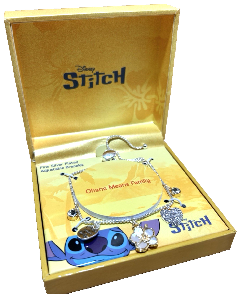 Disney Collectable Stitch OHANA Fine Silver Plated set Adjustable