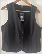 New Women  s Large Express Black Linen Vest Pit 19  