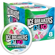 Ice Breakers Duo Sugar Free Mints, Watermelon, 1.3 Ounce Pack of 8 