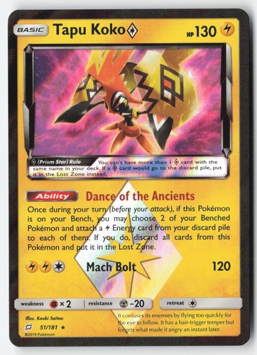Tapu Koko Prism Star 51/181 Pokemon Team Up LP