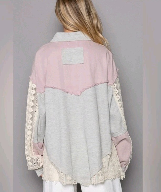 POL Honeylace Jacket Oversized Patchwork Purple L… - image 3