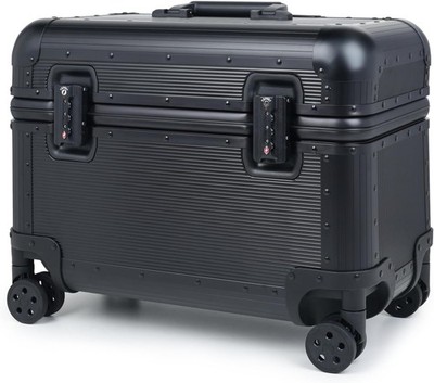 Full Aluminum Carry-On Suitcase, Pilot Case, Black | 18'' Hard Shell Zipperles...