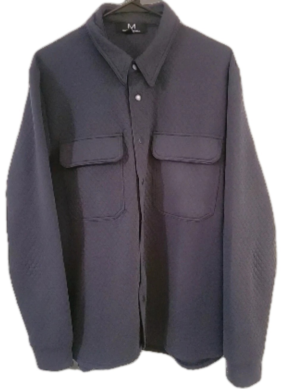 Magaschoni Button Down Diamond Pattern Shirt Blue… - image 1