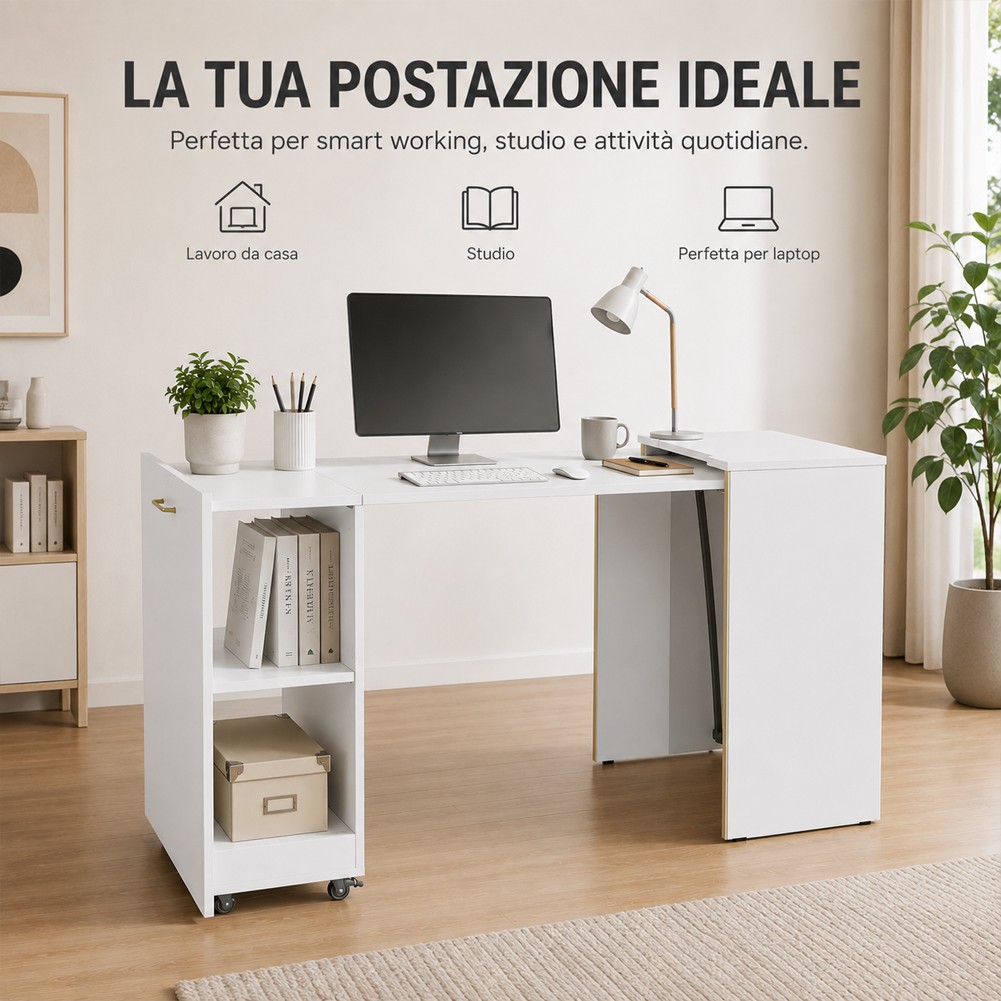 Mobile con Tavolo a Scomparsa Bianco Salvaspazio foto 3