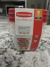 Rubbermaid Easy Find Lids, 6-Piece Racer Red Containers, Airtight Food Storage