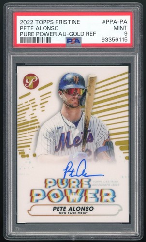 PETE ALONSO 2022 TOPPS PRISTINE PURE POWER AUTO GOLD REFRACTOR 18/50 PSA 9 #PPA