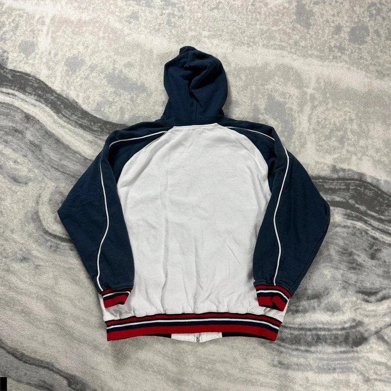 VTG Stitches Boston Red Sox 2000's Y2K Full Zip Large Navy White Varsity Hoodie image 7