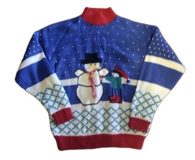 Vintage Amanda Smith Snowman Winter Pullover Sweater Womens Large 80 s 90 s