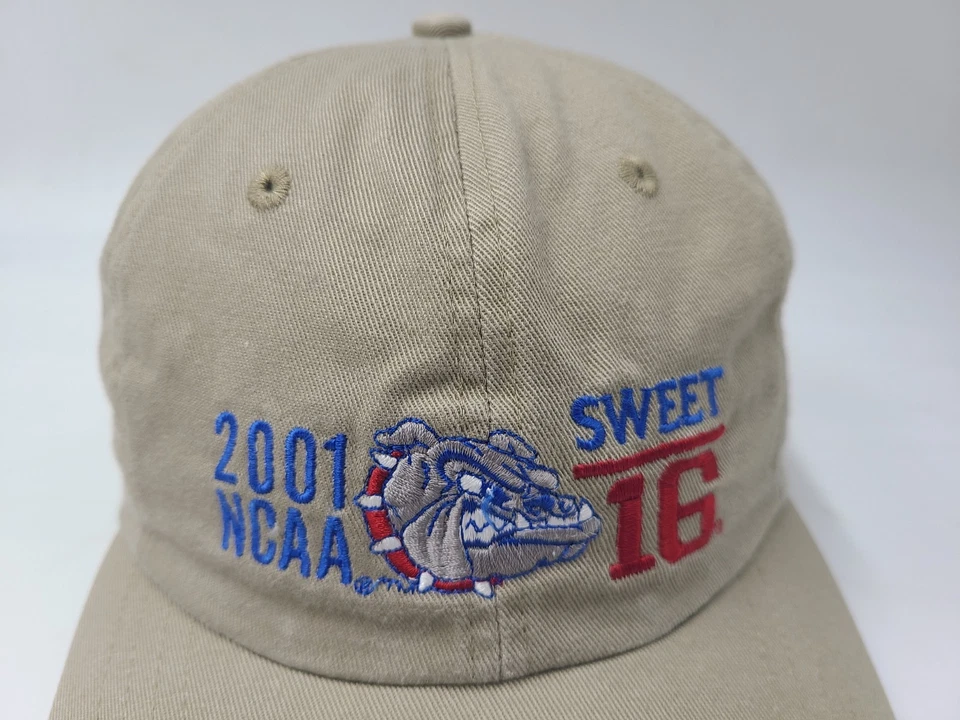Vintage Gonzaga University Bulldogs 2001 Sweet 16 Strapback Hat Cap NCAA Beige - Image 4 of 4
