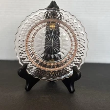 Jeanette Pink Depression Era Glass Holiday Buttons & Bows Butter Dish Base 6''