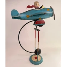 Authentic Models Balancing Tin Metal Airplane Flying Ace Balance Toy Sky Hook