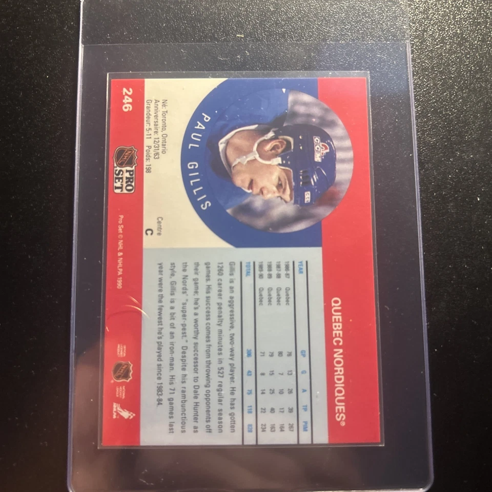 1990-91 Pro Set Paul Gillis Bloody Nose Error #246 - Image 2 of 2