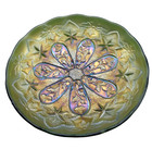 VINTAGE MILLERSBURG CARNIVAL GLASS - LITTLE STARS ICS BOWL in GREEN!