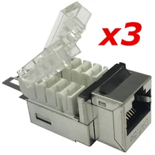 3 Pack Shielded CAT5e Keystone RJ45 Ethernet Network 110 Tool-Less Snap-In Jack