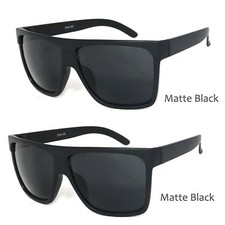 2 Pairs Large Square Pilot Flat Top Sunglasses Matte Black Frame Dark Lens