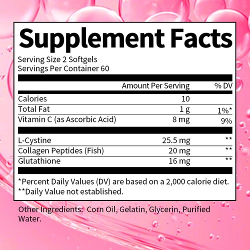 120 Capsules Glutathione Skin Whitening Natural Anti-Aging Supplement Collagen - Picture 3 of 9