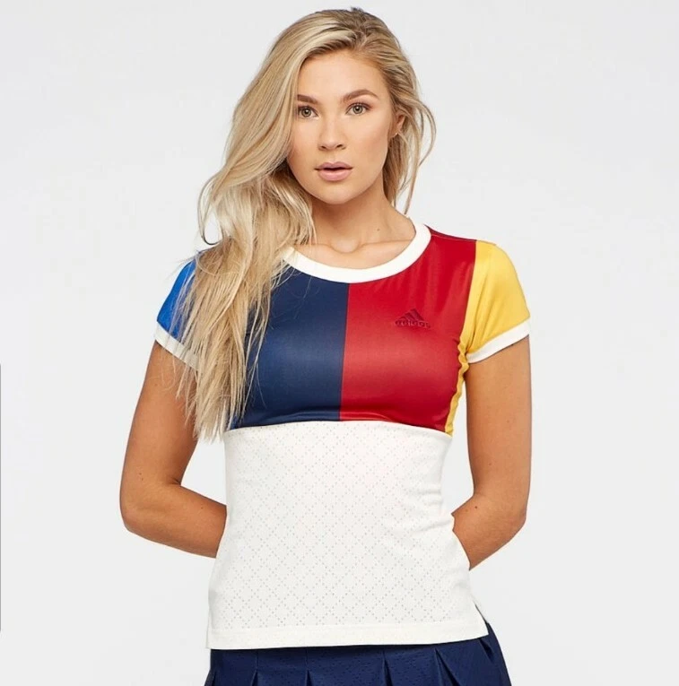 T shirt adidas rouge femme hot sale
