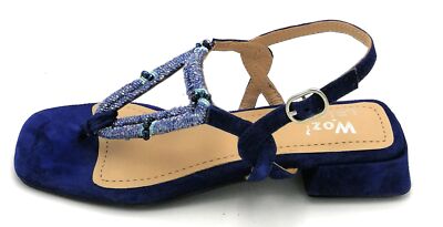 Woz 2965 Electric Blue Suede Sandal Flip-Flop with 2cm Trim T