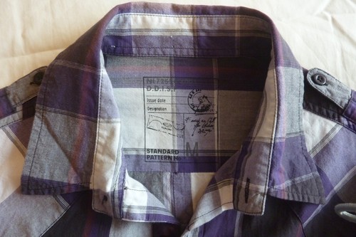 Men's medium long sleeved shirt purple/grey checked - Picture 3 of 7