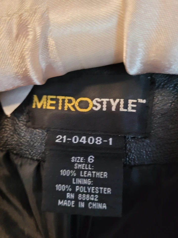 Blazer/traje chaqueta MetroStyle de cuero negro para mujer talla 6 sin bolsillos Foto 3 de 3