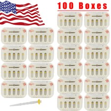 100 Packs Dental Fiber Post Resin Post Screw Thread Quartz & Drills 1.4mm