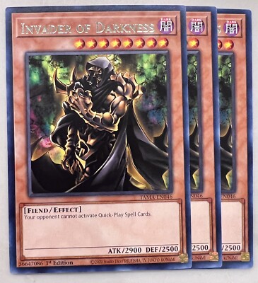Yugioh! 3x Invader of Darkness TAMA-EN046 Rare 1st Ed NM