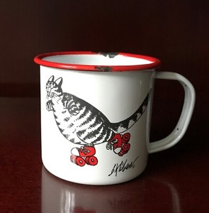 Kliban Cat Rustic Candle Holder - Rollerskating Cat (Vintage)