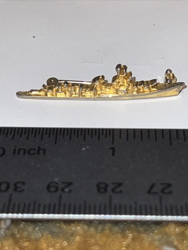 Military Navy Battleship Gold Tone Tie pin .