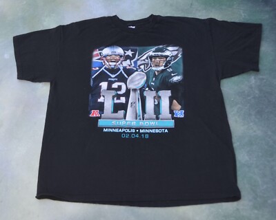 NFL Super Bowl LII Patriots vs Eagles Men's  Double Sided T-Shirt Size XL.