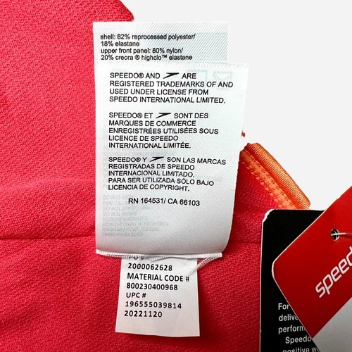 Speedo Big Girls Shimmer Color Block One Piece Swimsuit Orange Pink Sz 14 - Picture 12 of 14