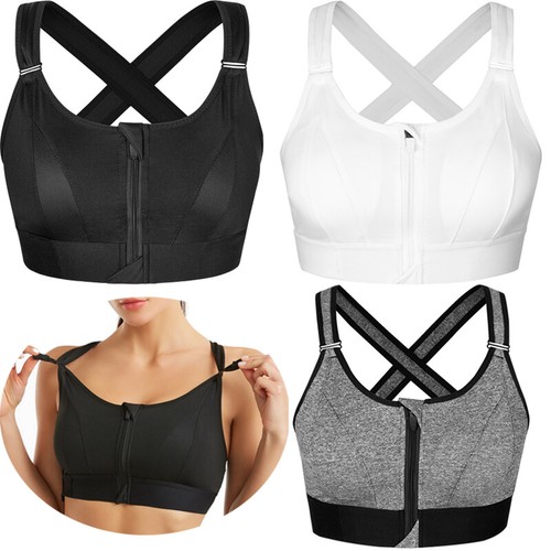 Sport-BHs für Damen stoßfeste Kompression Fitness Bra Frontreißverschluss Mieder - Bild 4 von 14