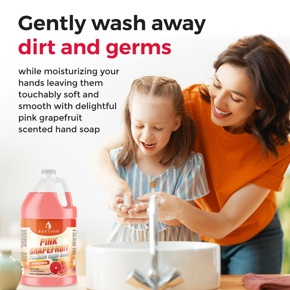 Jabón de manos espumoso de pomelo rosa - recarga de lavado de manos 1 galón (128 oz.) Bastión Foto 4 de 4