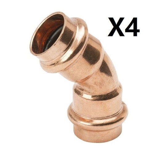 Streamline PF 03044 Copper Elbow 1 in. 45-degree Press x Press Elbow Fitting
