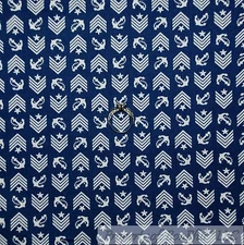BonEful Fabric FQ Cotton Quilt VTG Navy Blue White Nautical Anchor American Star