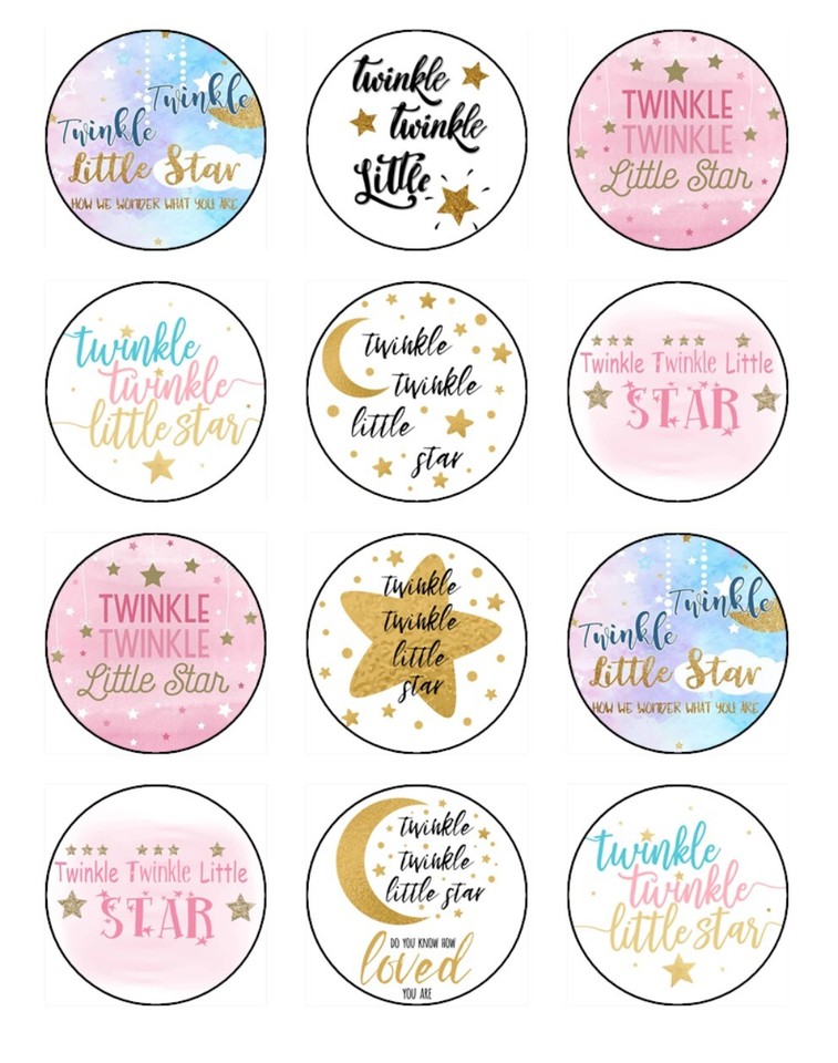 Twinkle Twinkle Little Star Cake Topper Edible Baby Shower Decorations