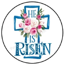 HE IS RISEN CROSS RELIGIOUS EASTER ENVELOPE SEALS LABELS STICKERS PARTY FAVORS