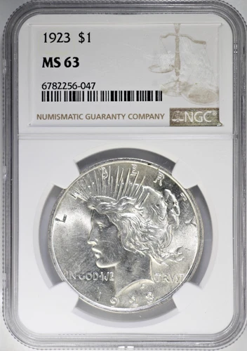 1923 P Peace Silver Dollar $1 NGC MS63 Blast White Great Luster