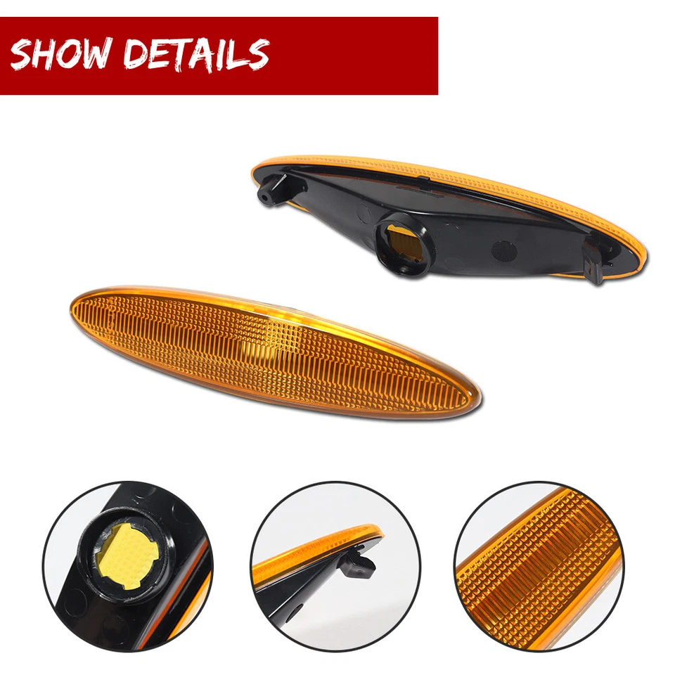 Juego de luces de señalización laterales de parachoques trasero ámbar lente reflector para Lexus SC430 2002-2010 Foto 3 de 4