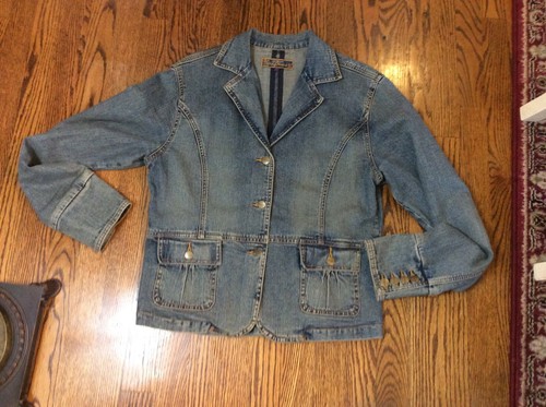 Yuka Jeans Womens Blue Long Sleeve Flap 