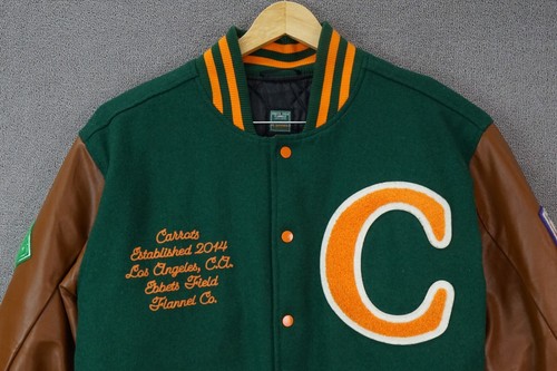 Ebbetts Field Flannels Carrots Varsity Jacket Green Brown Men's Size Large NWT - Picture 2 of 10