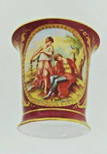 Royal Vienna Style Cabinet Cup / Beaker – Hand-Painted Classical Lovers Porcelin