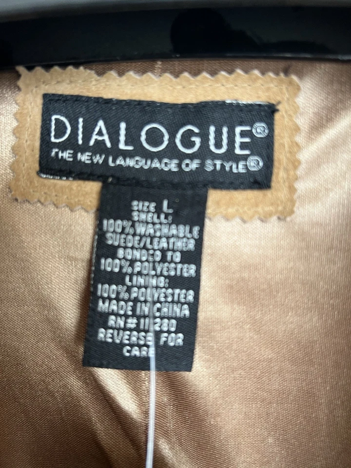 VINTAGE Dialogue Classics Tan SUEDE Jacket Size LARGE NWT - Image 4 of 4