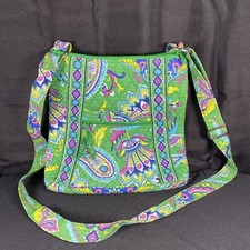 Vera Bradley Emerald Paisley Pattern Hipster Crossbody Bag Purse Green Adj Strap