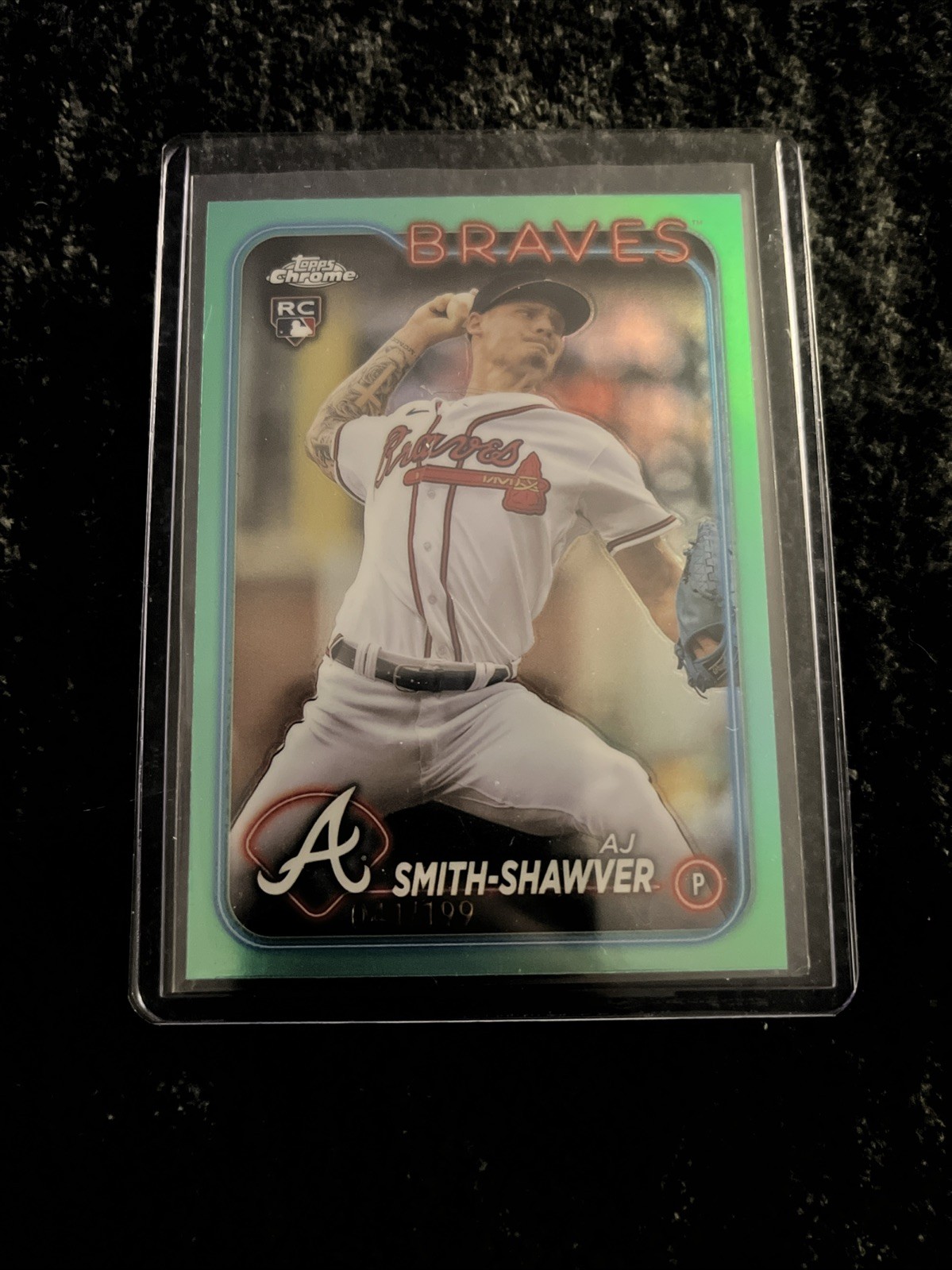 2024 Topps Chrome - AJ Smith-Shawver #19 Aqua Refractor /199 (RC)