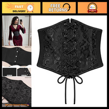 Wide Elastic Lace Up Corset Belt for Women - Pirate Style Waist Cincher for Cost