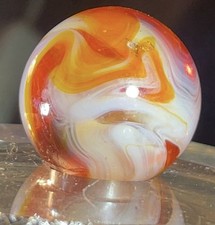 Vintage Christensen Agate Red Swirl Flame Shooter Marble